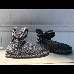Black white and grey slippers